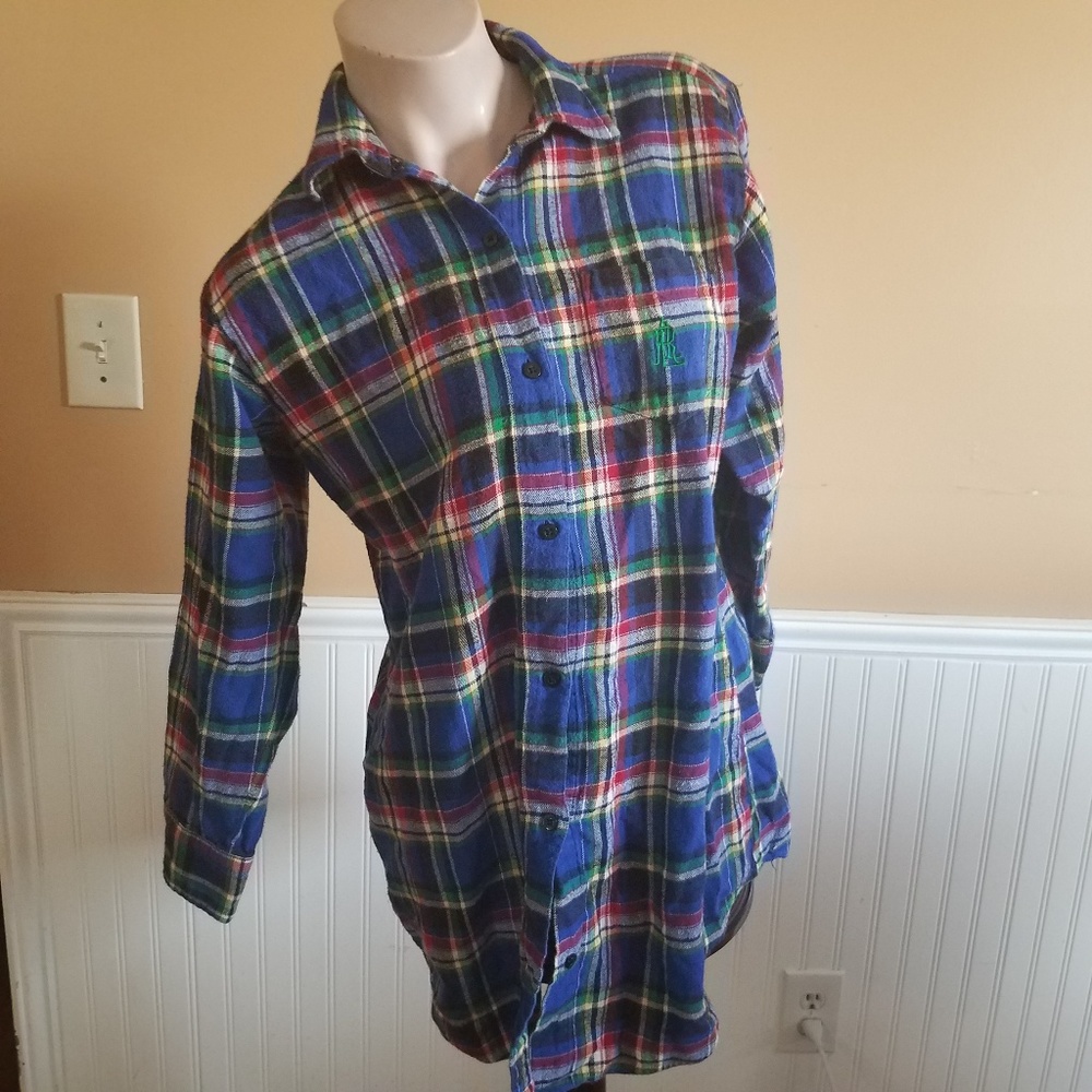Ralph Lauren Blue Yellow Flannel Size S